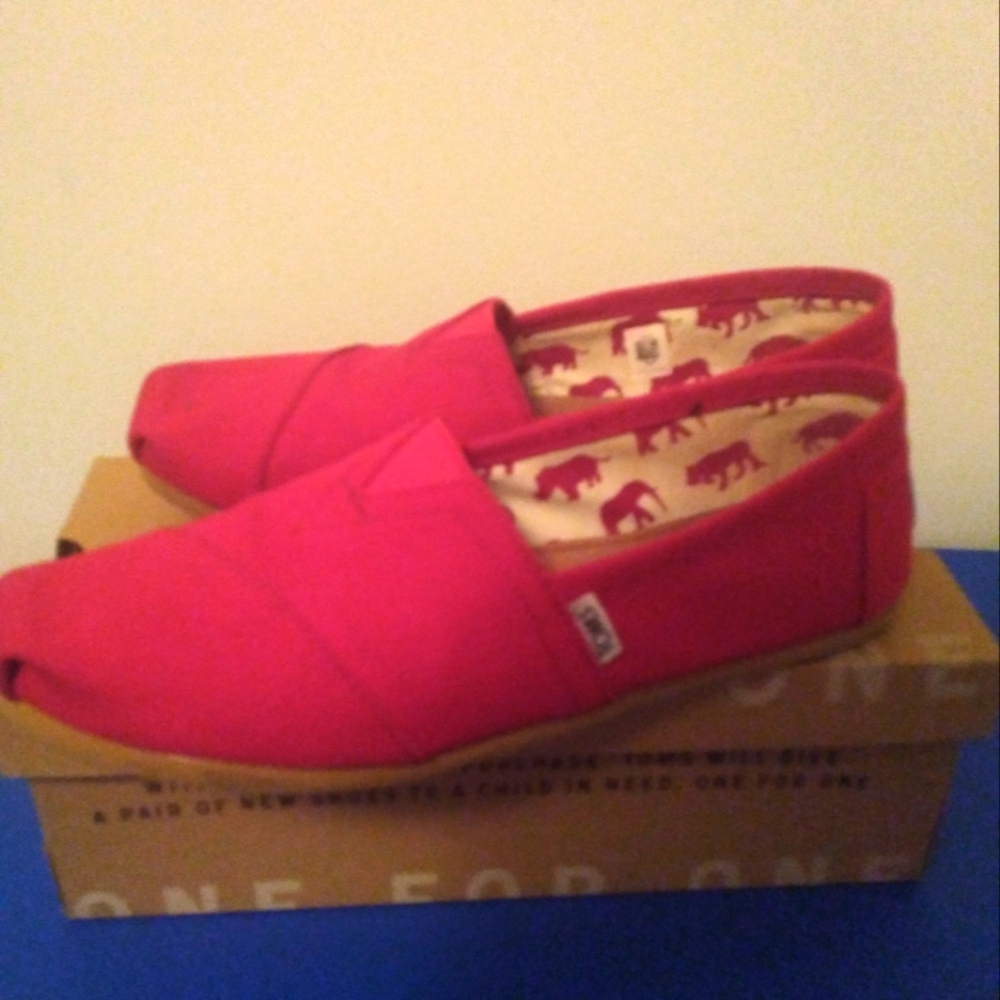 Tom's Red Canvas Loafers